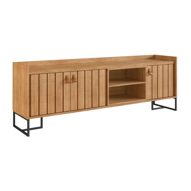 Rack Trendy 160cm - Marrón Claro (Pie Negro) - Muebles para TV, Uruguay | Berna home