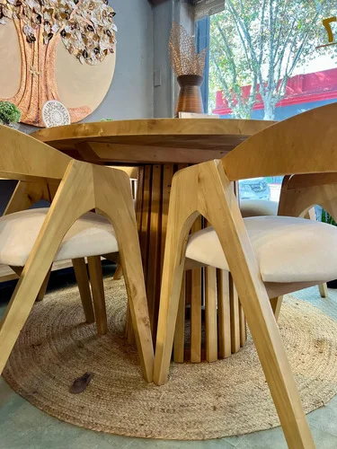 Juego De Comedor Madera Dinamarca 120 Diametro 4 Sillas A Eleccion en Madera natural - Mesas de comedor, Uruguay | Ozark Home, vista 3