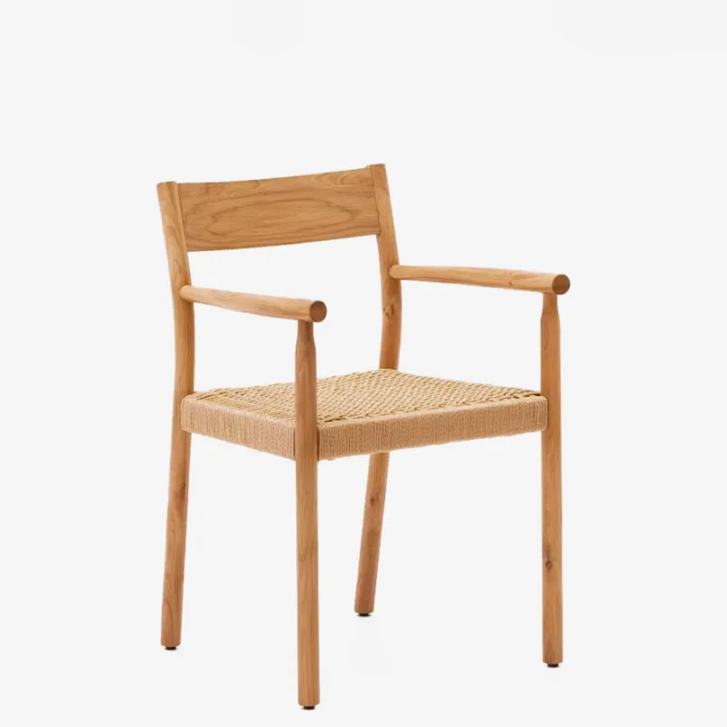 Silla Yalia de madera maciza de roble con acabado natural y asiento de cuerda FSC 100% en Marrón - Sillas, Uruguay | Kavehome