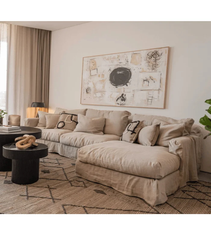 RINCONERA BISCARROSSE 303X100X160 LINO BEIGE CHAISE LONGUE DERECHO en Beige - Sillones y sofás, Uruguay | Más Infinito Casa, vista 2
