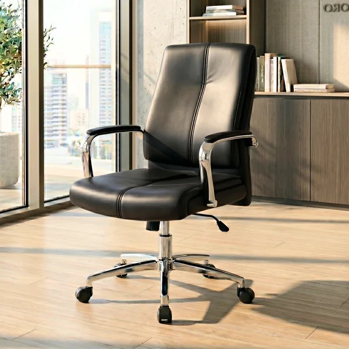 Silla De Escritorio Oficina Cromada Mariposa - Nash - Marrón en Marrón - Sillas de escritorio, Uruguay | Ecowood, vista 2