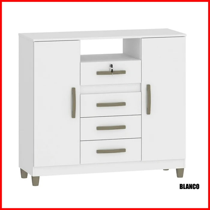 Comoda 4 cajones + 2 puertas – Angra en Multicolor - Cómodas, Uruguay | Punto Unión, vista 3