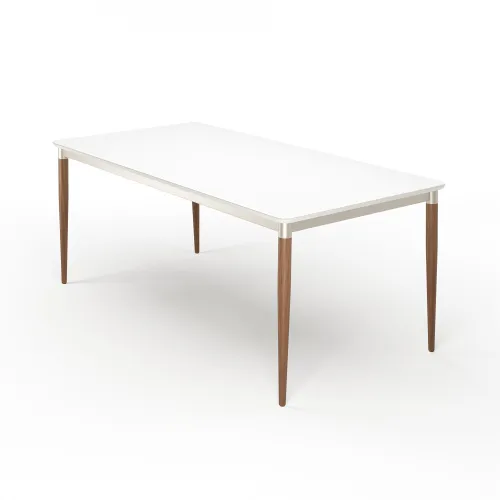 Mesa de comedor Abbey - Con Vidrio - 184 - Off White y Natural en Blanco - Mesas de comedor, Uruguay | NYR
