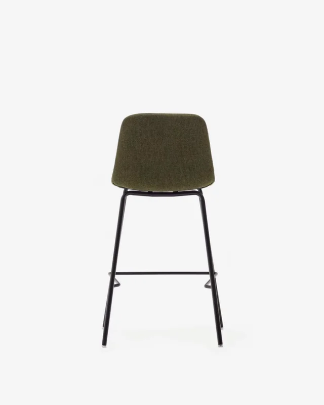 Taburete Zunilda de chenilla - verde oscuro y acero con acabado negro mate altura 65 cm en Verde - Butacas, banquetas y puffs, Uruguay | Kavehome, vista 8