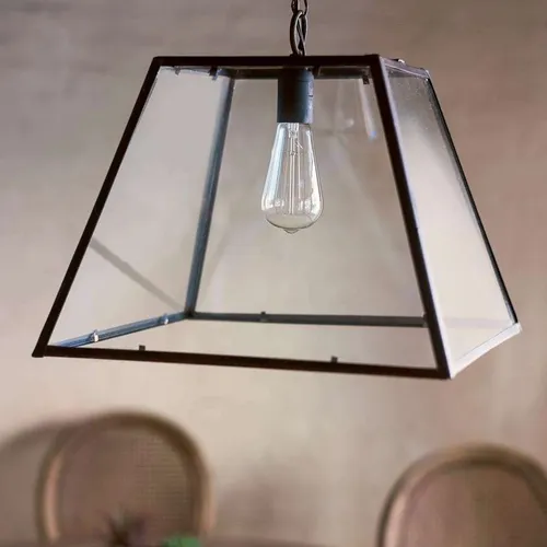 LAMPARA DE TECHO - HIERRO Y VIDRIO - 1 LUZ en Negro - Lámparas colgantes, Uruguay | La Iberica