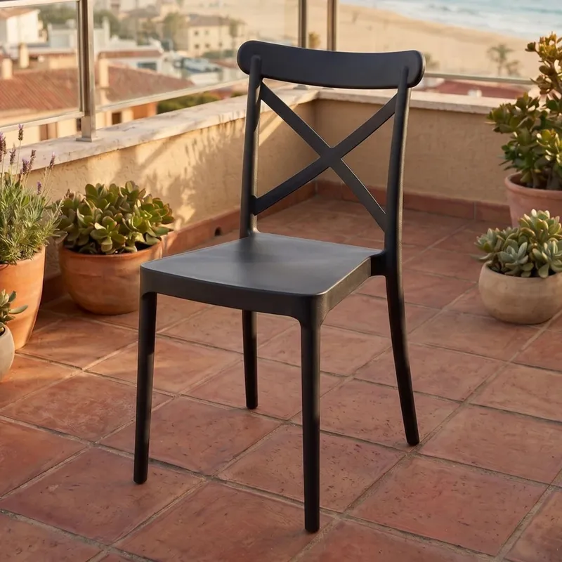 Silla Cruceta de polipropileno ZJ09 - Negro en Negro - Sillas, Uruguay | Ecowood
