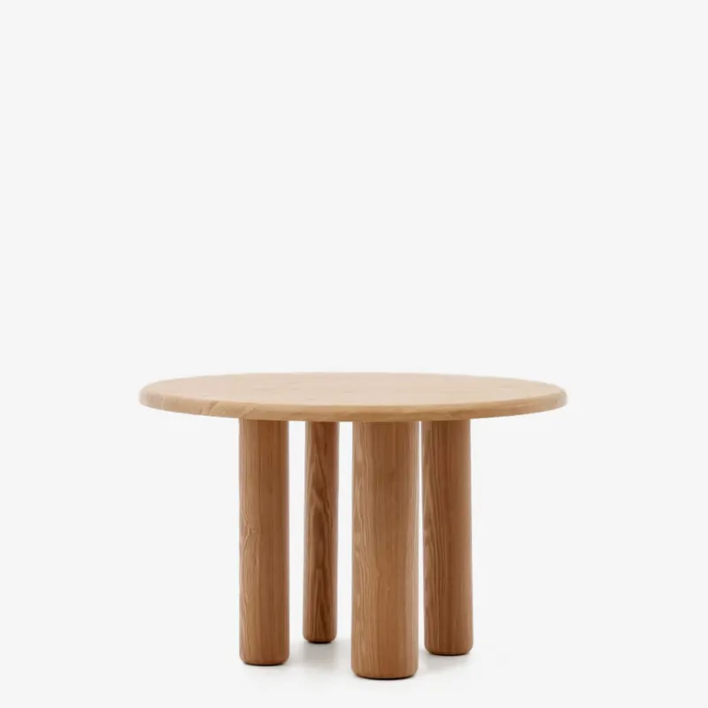 Mesa redonda Mailen - en chapa de fresno con acabado oscuro Ø 120 cm en Madera natural - Mesas de comedor, Uruguay | Kavehome