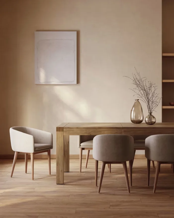 Mesa extensible Briva - 200 (280) x 100 cm madera maciza de roble y pino acabado natural en Madera natural - Mesas de comedor, Uruguay | Kavehome, vista 2