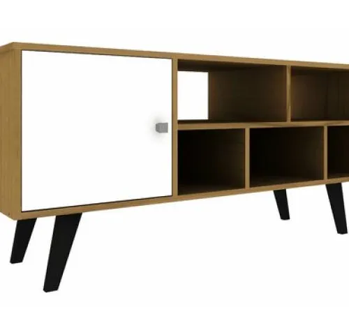Rack para TV 42 con nicho Nogal/Blanco - Muebles para TV, Uruguay | Que Sal Muebleria