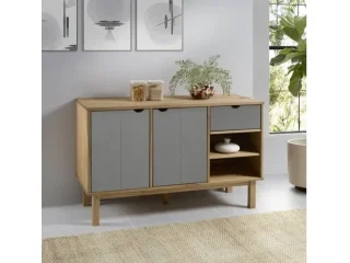 Aparador 2P/1C y nicho Mel/Gris Linea Nordica en Madera Maciza en Madera natural - Comedor, Uruguay | Que Sal Muebleria, vista 3