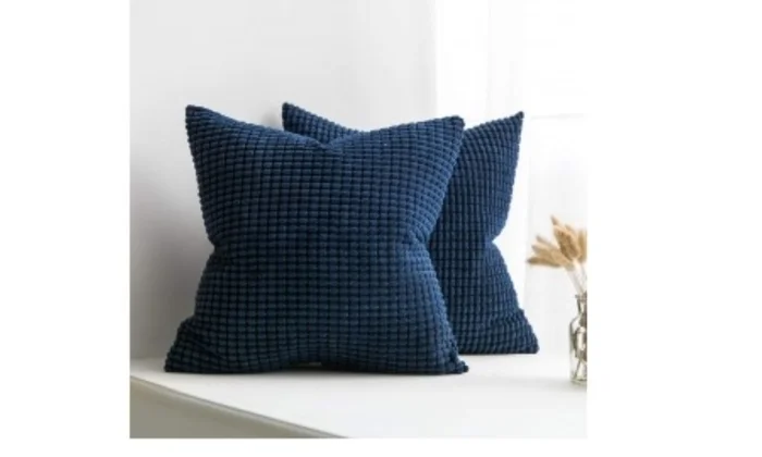 Almohadón Pana Dark Blue (trama a cuadros) en Azul - Textiles, Uruguay | Finkel