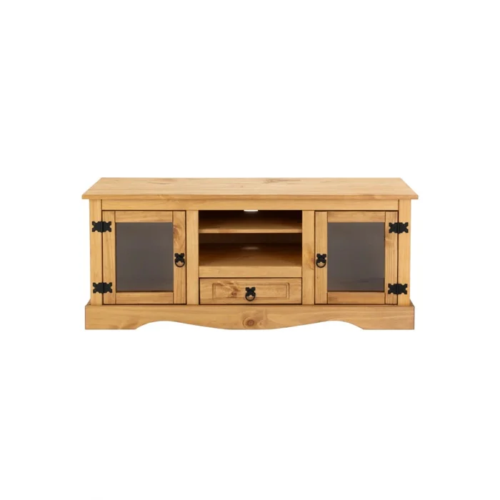 Rack 2 Puertas Vidrio Línea Monterrey - Natural en Madera natural - Muebles para TV, Uruguay | Ecowood, vista 2