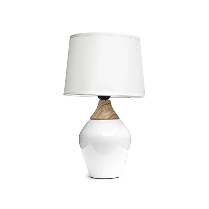 LAMPARA PORCELANA SIMIL MADERA D22x37CM BLANCA en Blanco - Lámparas de mesa, Uruguay | Koz