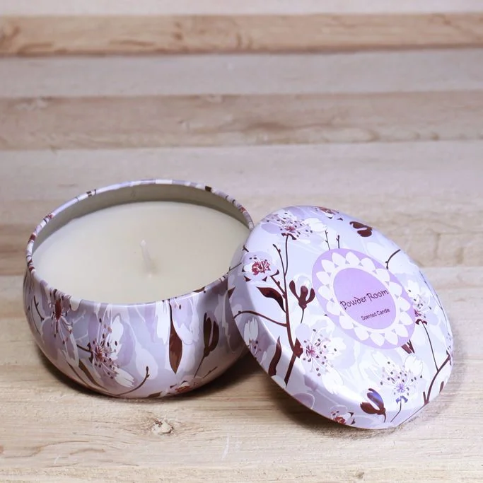 Vela lata flores lila en Violeta - Velas y Portavelas, Uruguay | De Arcos
