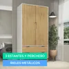 Ropero Armario de 2 Puertas, Perchero y 2 Cajones en MDP - Madera - Línea Melilla - Blanco en Blanco - Roperos y placares, Uruguay | Mulata, vista 9 de 10