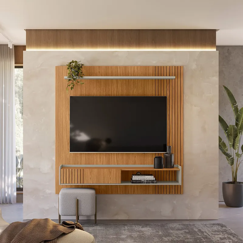 Panel Home Dublin TV 160cm MDF/MDP en Madera natural - Muebles para TV, Uruguay | Balton