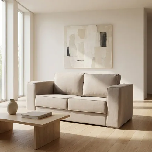 Sofá Olimpus - Microfibra - 2 cuerpos - Kruger 02-152 (Beige) en Beige - Sillones y sofás, Uruguay | NYR