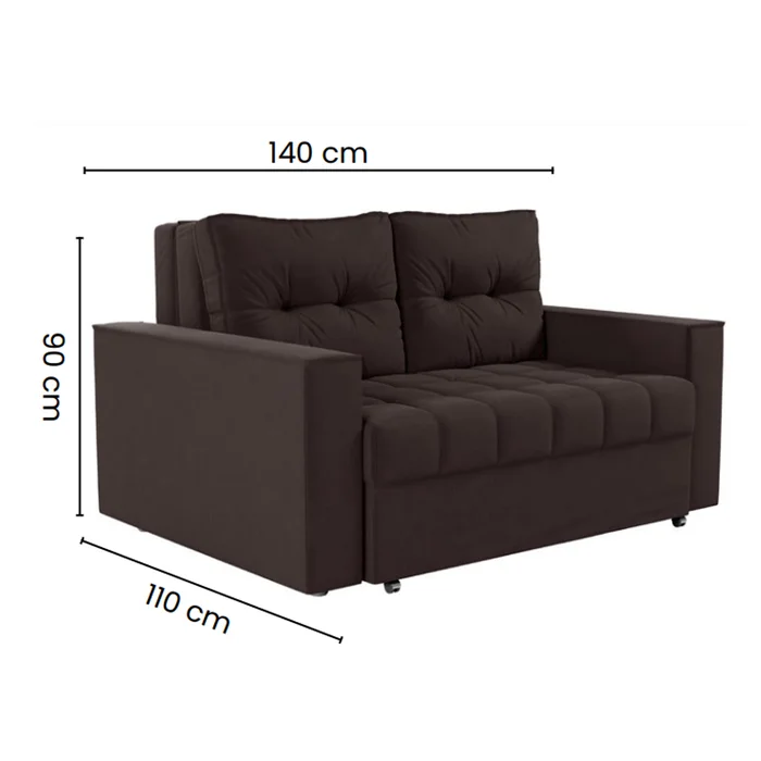 Sofa Cama 2 Plazas Abertura Frontal Ruedas Patas De Madera en Marrón - Sillones y sofás, Uruguay | Soy Hogar, vista 4