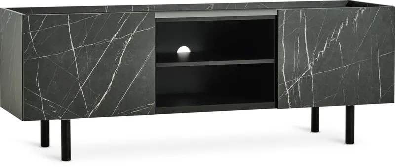 Mueble TV KRONDAL 2 puertas color mármol en Negro - Muebles para TV, Uruguay | JYSK
