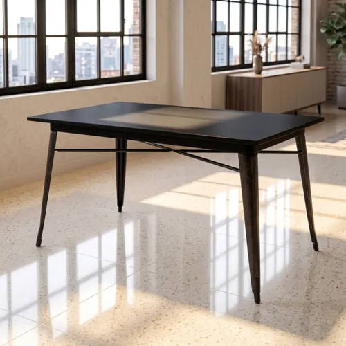 Mesa de comedor industrial 120 - Tolix en Negro - Mesas de comedor, Uruguay | Rústico Hogar