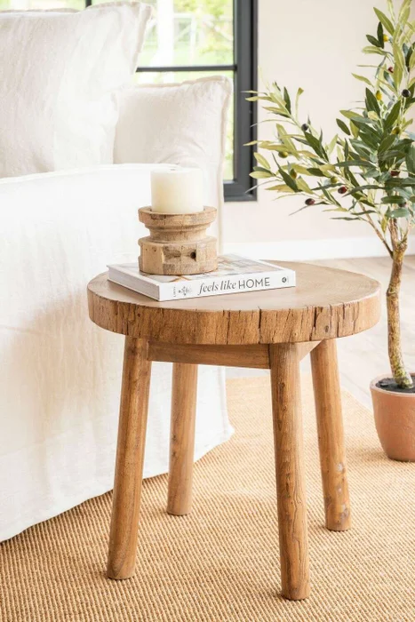 MESA AUXILIAR IRREGULAR TRONCO - OLMO en Madera natural - Mesas de luz, Uruguay | La Iberica