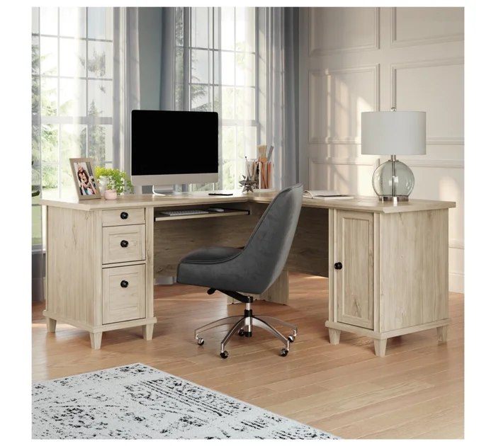 Escritorio Esquinero en L - Sauder - Linea Hammond en Madera natural - Escritorios, Uruguay | Rústico Hogar