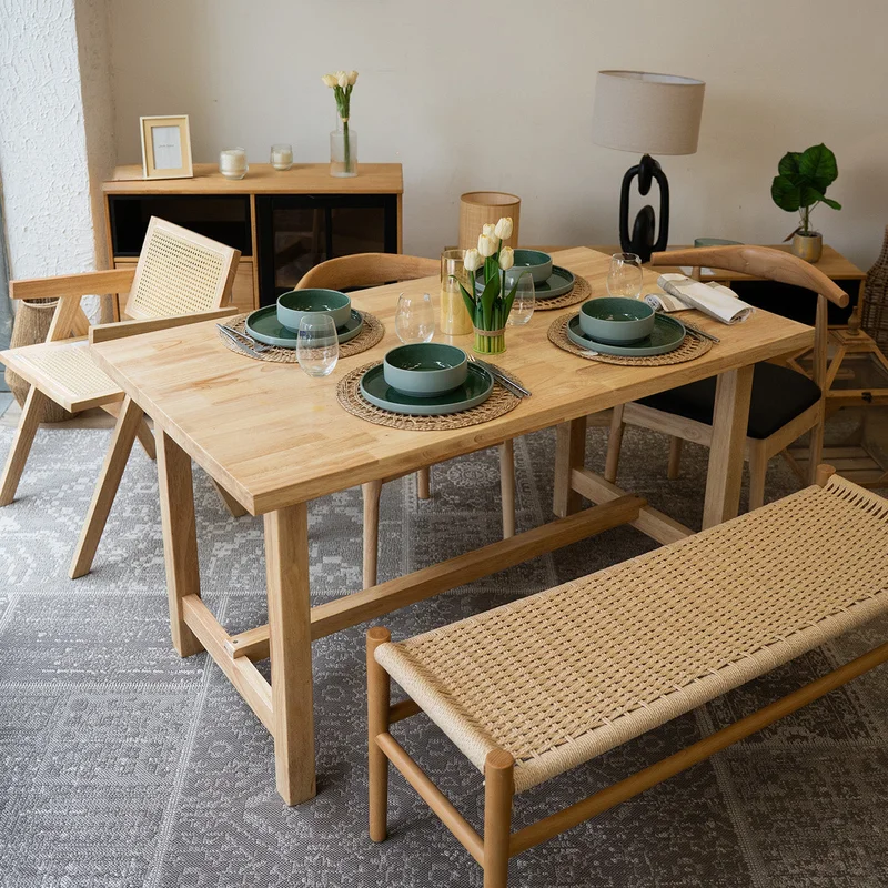 Mesa de comedor Madera Maciza Toronto 160 cm - Línea Serena en Madera natural - Mesas de comedor, Uruguay | Ecowood, vista 7