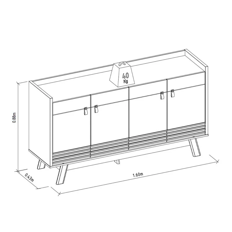 Aparador Buffet 160cm Abruzzo con 4 Puertas en Beige - Aparadores y recibidores, Uruguay | Balton, vista 8