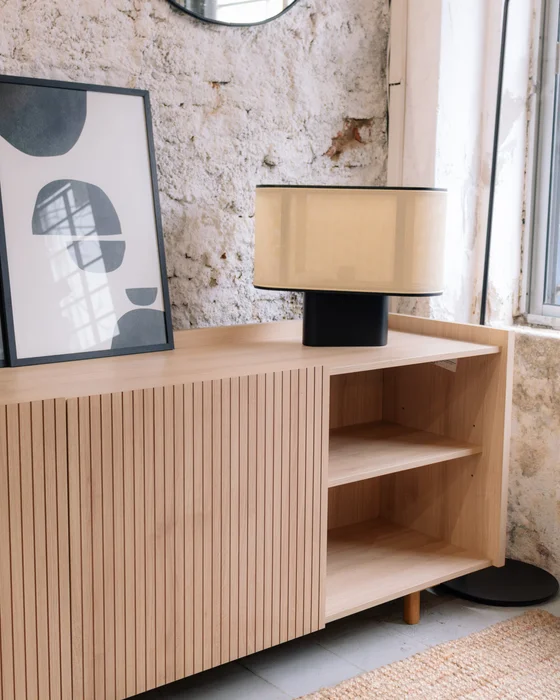 Lámpara de Mesa Eliptico Apollo Negra en Negro – Recopilación: Elíptico – Material: Madera – Material Pantalla: Esterilla - Lámparas de mesa, Uruguay | Berna home, vista 3