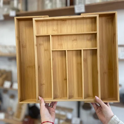 Cubiertero extensible bambú en Madera natural - Canastos, Uruguay | Tu Garage