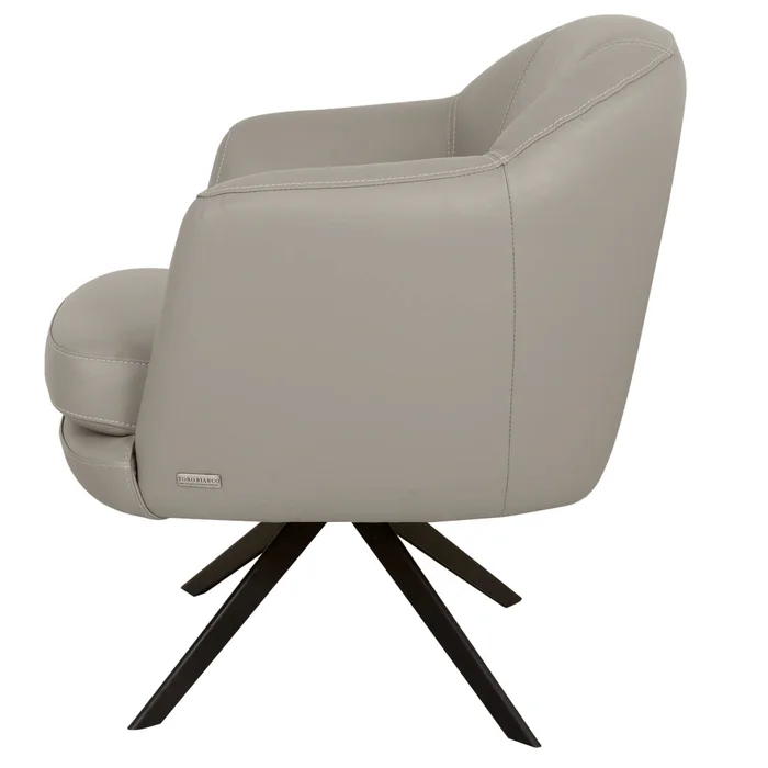 Butaca Giratoria 1 Cuerpo Cuero-100-natural Gris 1004 Grey en Gris - Sillones y sofás, Uruguay | Divino, vista 3