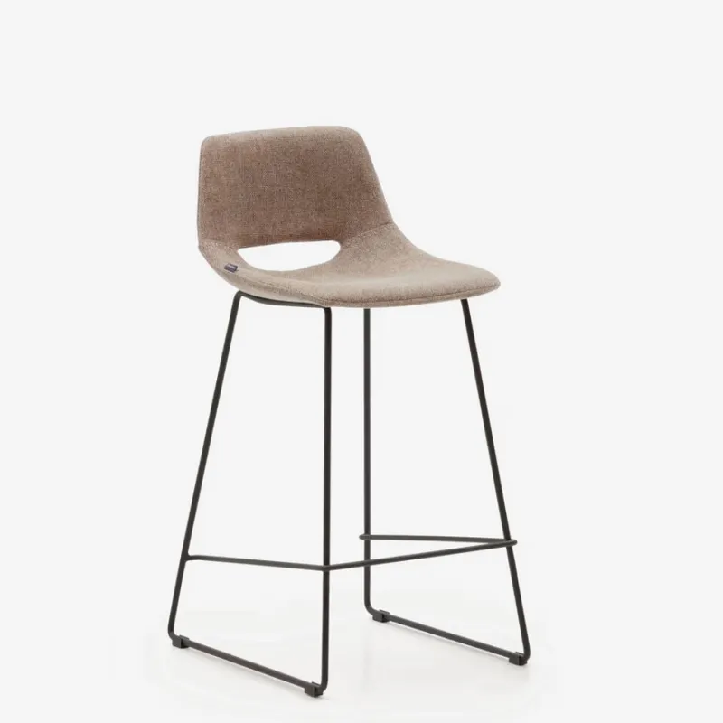 Taburete Zahara - beige y acero con acabado negro altura 65 cm en Marrón - Butacas, banquetas y puffs, Uruguay | Kavehome