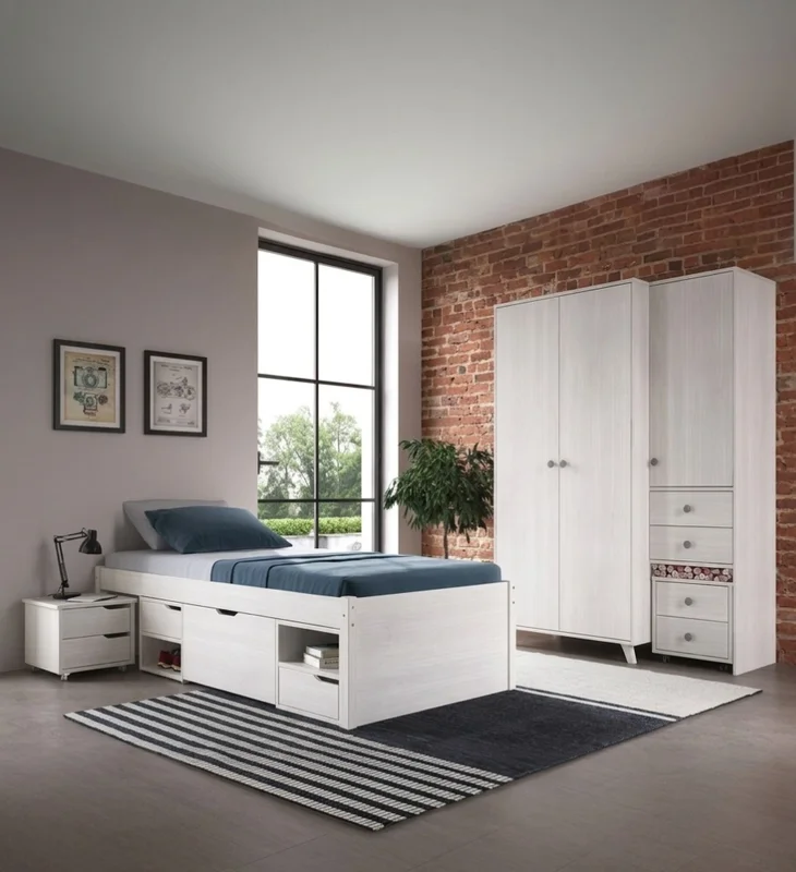 CAMA DE 1 PLAZA MADERA MACIZA CHARME BLANCA en Blanco - Dormitorio, Uruguay | Alfa Ventas, vista 3