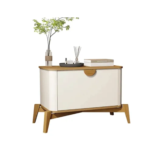 Mesa De Luz 1 Puerta 4 Patas Mdp Off White Natural - Mesas de luz, Uruguay | Muebles Express