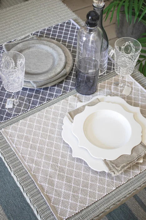 INDIVIDUAL ROMBOS BEIGE O GRIS - Textiles, Uruguay | Sentido Jose Ignacio