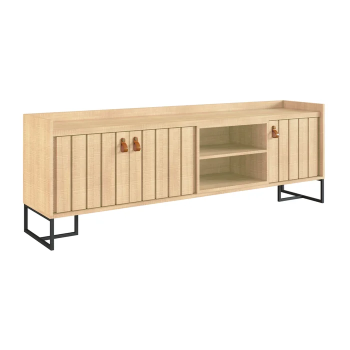 Rack Trendy Crudo (Pie Negro) 160 cm en Claro – Marco de acero al carbono de 15 mm – Pintura metalizada anticorrosiva – - Muebles para TV, Uruguay | Berna home