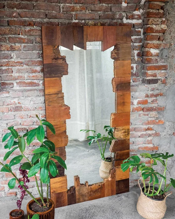 ESPEJO RÚSTICO GUARUJÁ 180x90 en Madera natural - Espejos, Uruguay | Fundamento Muebles