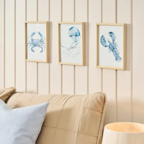 Cuadro Mar - Cangrejo en Azul, Blanco, Natural - Decoración de pared, Uruguay | Walnut