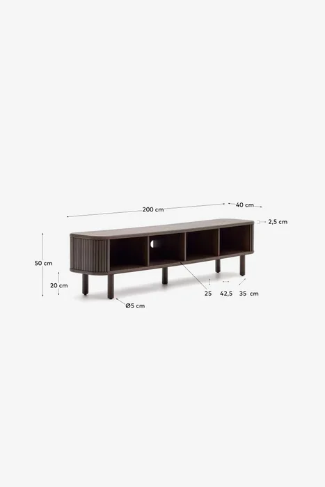 Mueble TV Mailen 2 puertas en chapa de fresno - con acabado oscuro 200 x 50 cm en Negro - Muebles para TV, Uruguay | Kavehome, vista 10
