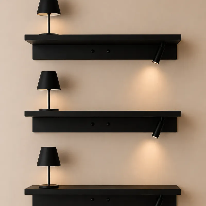 Estante con dos luces 120cm en Negro - Lámparas de mesa, Uruguay | Simple Deco