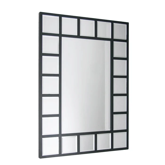 ESPEJO MADERA BORDE CUADRICULADO 61x85CM NEGRO en Negro - Espejos, Uruguay | Koz