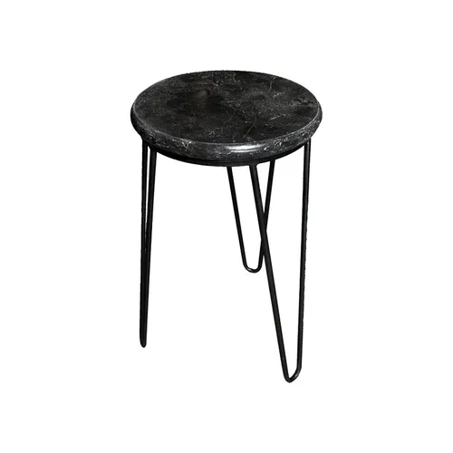 MESA LATERAL POSH GRIS GFD166-1P PIEDRA/METAL 30DIAMX50H CM en Negro - Mesas de arrimo, Uruguay | Vinibel