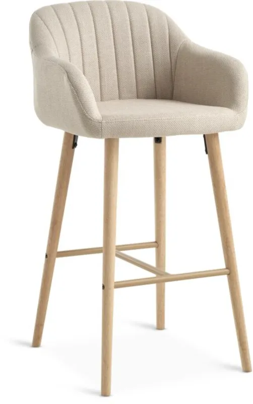 Taburete de bar ADSLEV tela beige/color roble en Beige - Mesas de comedor, Uruguay | JYSK