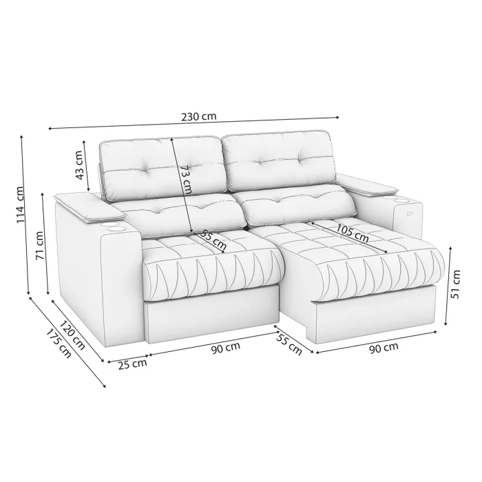 Sillón Sofá 2 cuerpos Retractil y Articulado - Premier en Elige una opciónArenaGris - Sillones y sofás, Uruguay | Delta Center, vista 2