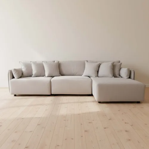 Sofá C/chaise Más De 4 Cuerpos Tela Natural-beige Amalfi Beige en Beige - Sillones y sofás, Uruguay | Divino