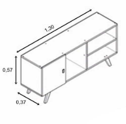 Rack Tv Linea Retro Mesa De Living 1 Puerta Rt3014 Blanco en Blanco/rústico - Muebles para TV, Uruguay | Muebles Express, vista 2