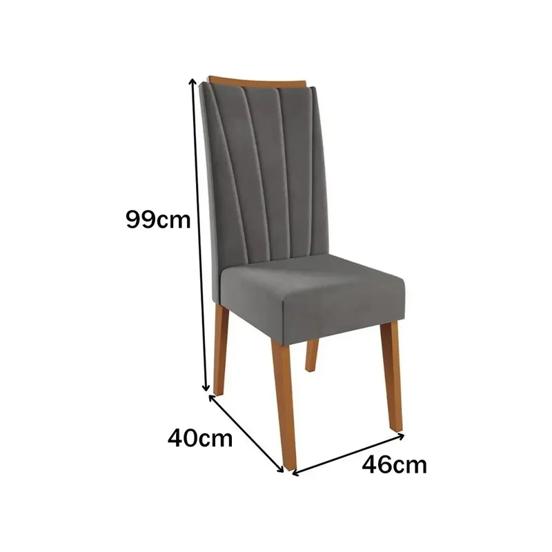Silla De Comedor Moderna Tapizada Tela Patas Madera en Gris - Sillas, Uruguay | Soy Hogar, vista 4