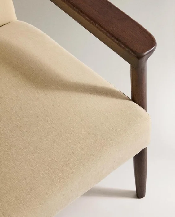 BUTACA MADERA Y LINO en Beige - Butacas, banquetas y puffs, Uruguay | Zara Home, vista 3