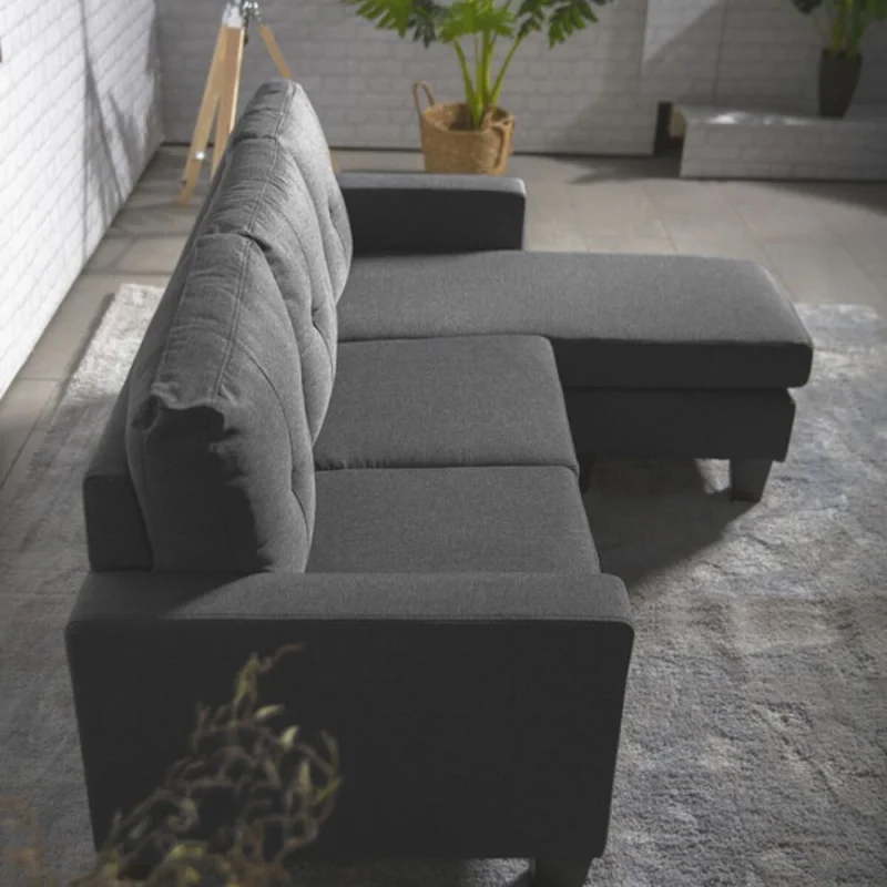 Sillon 3 cuerpos con chaise Herbie - GRIS en Gris, Uruguay | La Cueva Muebles, vista 4