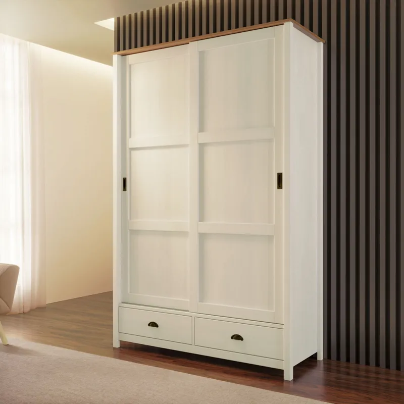 Placard 2 Puertas Madera Natural-beige Adaku 2.0 en Blanco - Roperos y placares, Uruguay | Divino